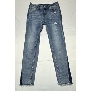 Grace In LA Womens's Easy Fit Distressed Raw Hem Blue Jeans - Size 26x26.5